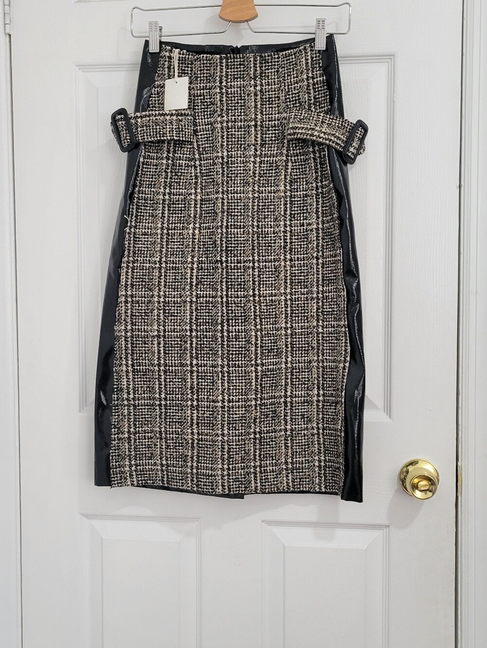 The Frankie ShopTweed Pencil Skirt with Black Side Panels